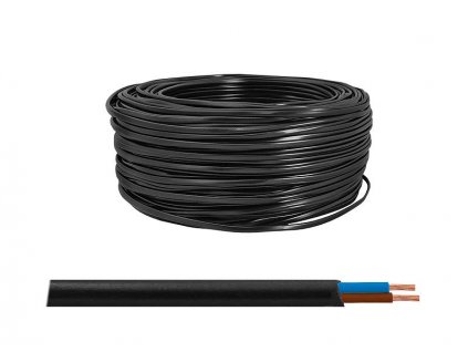 Kábel 2x0.50mm, OMYp, 300V, čierny