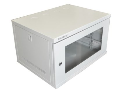 Rack skriňa 19" 6U, 640x400X350 (š/h/V), sklo, šedá RAL7035, ECO