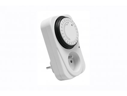 Sieťový časový spínač mechanický, 24h, 3500W, AC220-240V,50/60Hz,IP20,biely