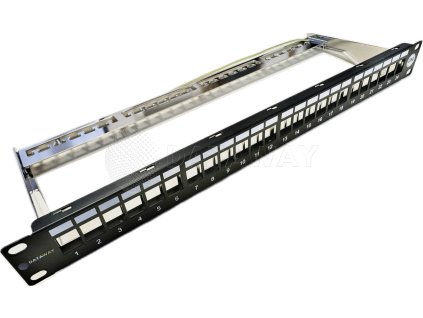 Rack patch panel 24-port, 1U, 19", keystone, DATAWAY