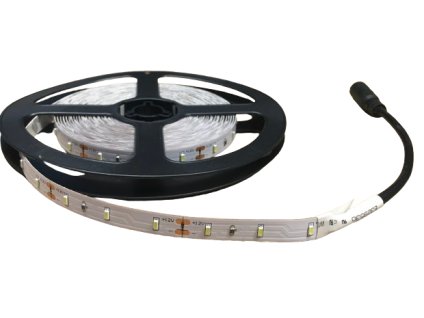 LED pásik 3014, biela, 12V, 6W/1m, 60 diód/1m, balenie 5m, SMD IP20, biely podklad, 550lm/m