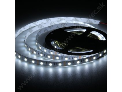 LED pásik 3014, biela, 12V, 12W/1m, 120 diód/1m, balenie 5m, SMD IP20, biely podklad, 1320lm/m