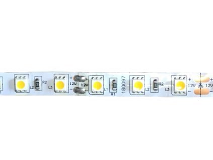 LED pásik 5050, biela-teplá, 12V, 14.4W/1m, 60 diód/1m, balenie 25m, SMD IP20, 3-chip, biely podklad