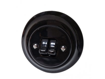 Keramický RETRO vypínač, kolískový OLD, č.5B, pod omietku, čierny