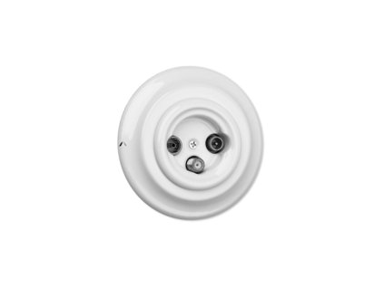 Keramická RETRO zásuvka pod omietku, TV + R + SAT, biela, bez rámika