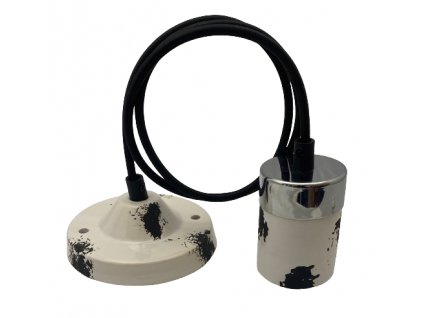 Keramické RETRO svietidlo objímkové, E27, bielo-čierne