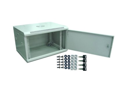 Rack skriňa 19" 6U, 600x450x370mm, visiaca, RAL7035