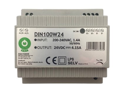 Zdroj ZSI 24V/4.15A, 100W, DIN, 1-fázový, POS, regulácia