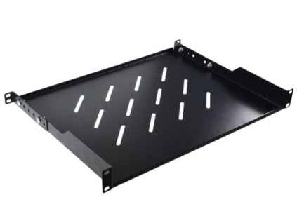 Rack polica 19", 1U, hĺbka 300mm, čierna RAL9004
