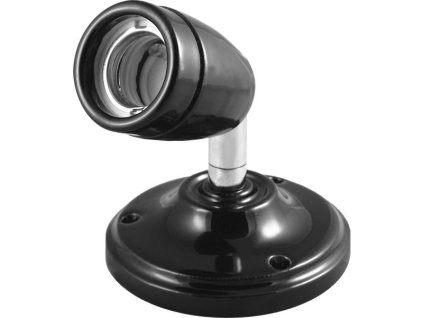 Keramická RETRO objímka E27, na stenu, s reguláciou, čierna