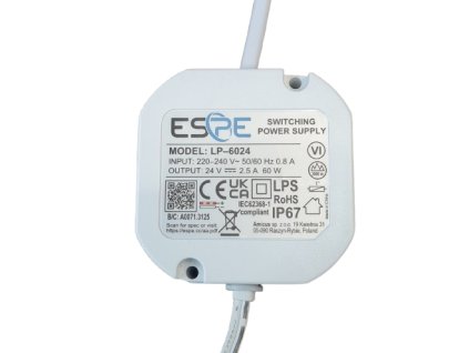 Zdroj ZSI 24V/2.5A, 60W, IP67, Yingjiao, LP6024, do krabičky KP68, 3 roky záruka