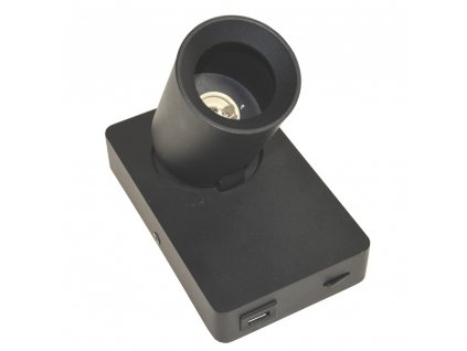 Svietidlo nástenné TAFT s USB nabíjačkou, 1x GU10,  čierne
