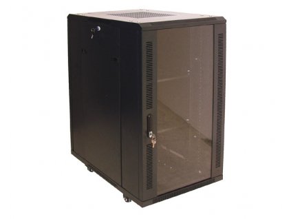 Rack skriňa 19" 32U, 600x1000x1600mm (š/h/v), stojaca, RAL9004, sklo