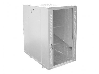 Rack skriňa 19" 22U, 600x800x1160mm (š/h/v), stojaca, RAL7035, sklo