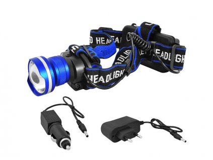 Svietidlo čelové LL46, T6, 8W, ZOOM, 600lm, 2x18650