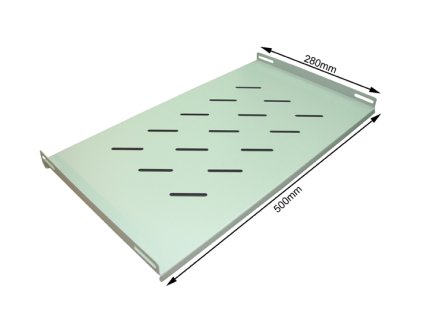 Rack polica 19", 1U, hĺbka 280mm, šedá, RAL7035