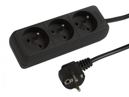 Sieťový predlžovací prívod 3m/3 zásuvky, 3x1.5mm, čierny