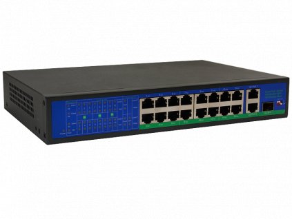 PC Switch SW-16P2GS/H, 16x PoE 802.3af, 2x UPLINK 1000Mbps, 1x SFP 1000Mbps, napájanie 230/52V, 250m