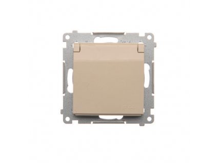 SIMON 54 jedno zásuvka s krytím IP44 - bez tesnenia - klapka vo farbe krytu, krémová, DGZ1BUZ.01/41