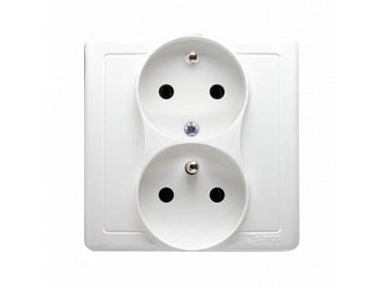 SIMON Basic zásuvka 2x s uzemnením s funkciou nemennosti fáz, biela, BMGZ2T/11