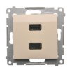 SIMON 54 USB nabíjačka, 2x, krémová, DC2USB.01/41