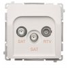 SIMON Basic anténna zásuvka SAT-SAT-RTV 2x, satelitná tlm.:1dB, biela, BMZAR+SAT3.1-P2.01/11