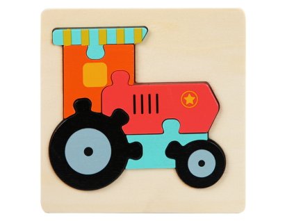 19108 drevena skladacka puzzle 11x11 cm traktor