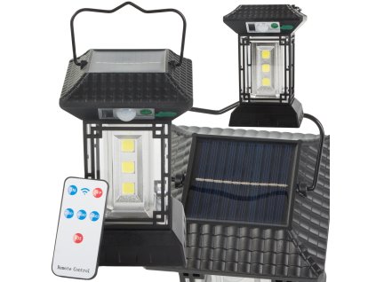 Solární lampa se soumrakovým senzorem pohybu 5 režimů 60 led cob s dálkovým ovládáním (Velikost univerzální)