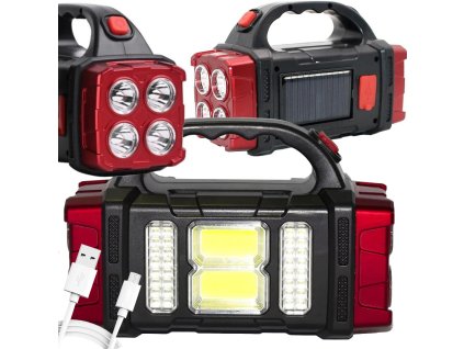 Solární svítilna přenosná dobíjecí led cob powerbank reflektor (Velikost univerzální)