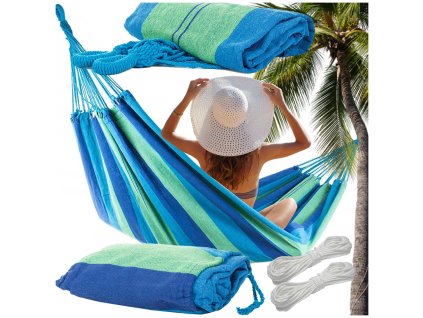 Barevný pruhovaný zahradní hambáč s jednou osobou 200x80 pocket etui (Velikost univerzální)