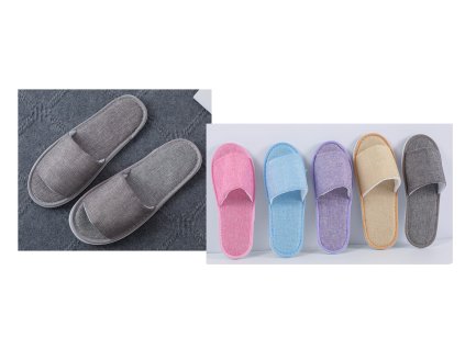 kapcie domowe damskie lniane 95373