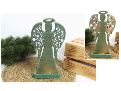 dekoracja aniol zielony z dr 102809