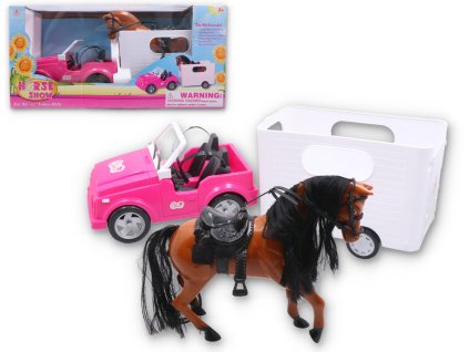 auto rozowe przyczepa z koni 102907