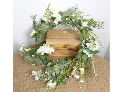 wianek kwiaty ecru 50 cm 104553