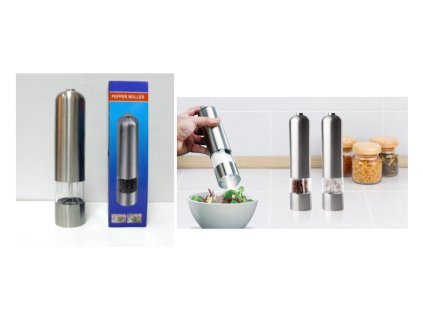 27154 ocelovy mlynek na sul a pepr na baterie 21 5x5 cm