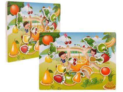 Dřevěná sada puzzlů Ovoce a zelenina