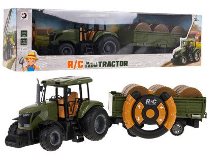 Traktor s přívěsem zelený R/C