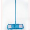 Plochý mop na vytírání, mikrovlákna s třásněmi + teleskopická násada 110x40 cm - modrý