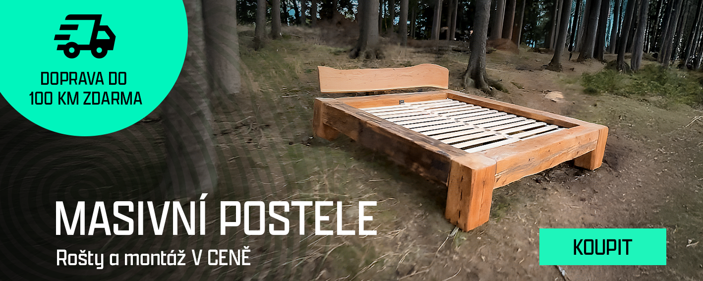 Masivní postel v lese