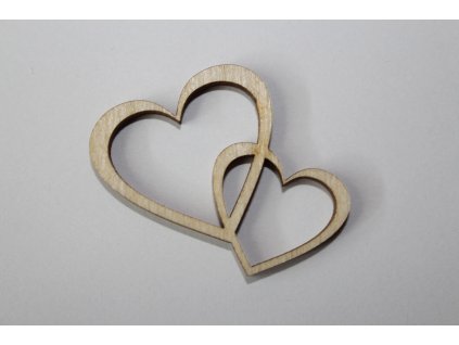 Drevená dekorácia spojené srdcia 4cm