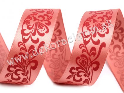 Stuha saténová s kvetinovým ornamentom 25mm/1m