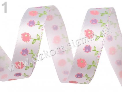 Saténová stuha šírka 15 mm kvety