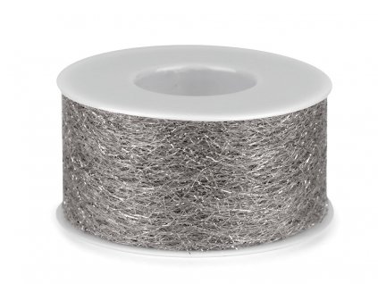 Sieťovaná stuha s lurexom šírka 40 mm strieborná