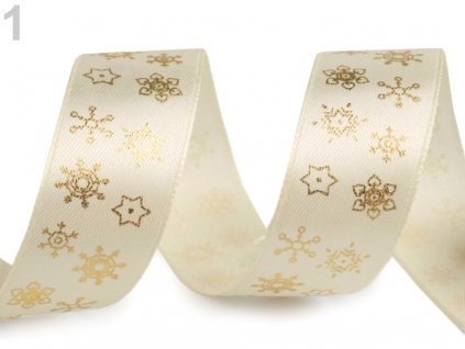 Saténová stuha šírka 25 mm vločky-1/1m