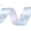 Vianočná saténová stuha vločky šírka 25 mm/1m