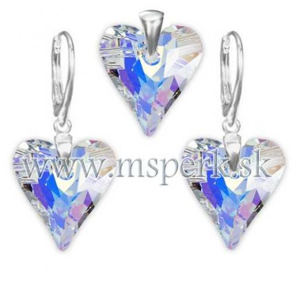 Exkluzívny set SWI crystal v tvare srdca s modrým odleskom 17 mm