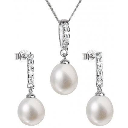 Perlová súprava z bielych riečnych perál