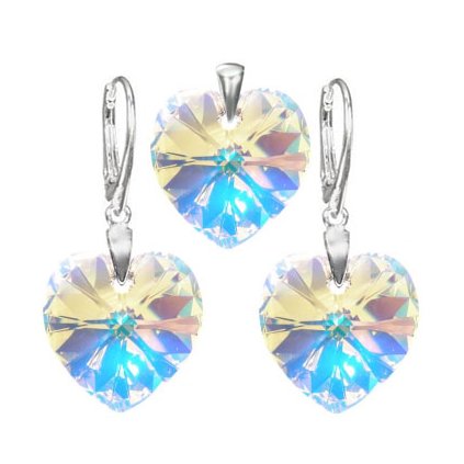 Srdce 18 mm set so Swarovski Crystals náušnice a prívesok obľúbené Crystal Aurore Boreale