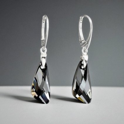 Náušnice krídla so Silver Night Crystals