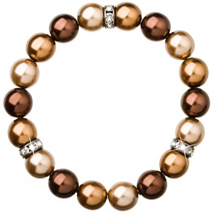 Perlový náramok Swarovski hnedý